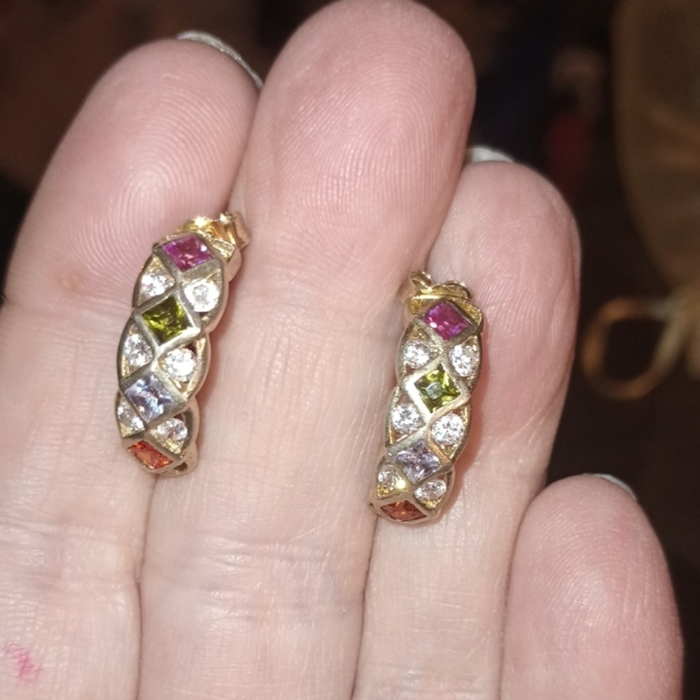 Elegant Multicolor Gemstone Vermeil Earrings